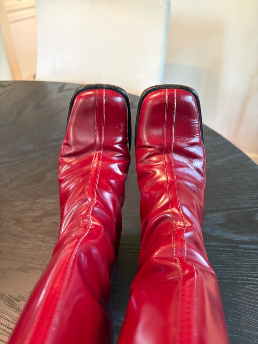 COACH Virginia J021 Burgundy Leather Square Toe Boots Made in Italy Size 6B - Picture 6 of 15